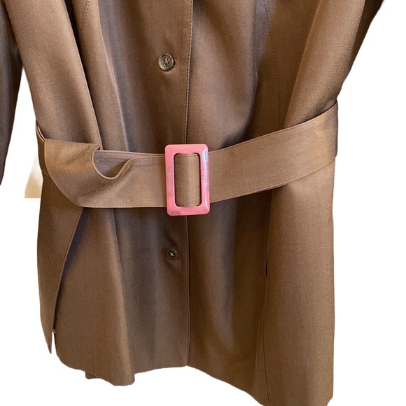 🤎 Nordstrom Encore Caramel Brown Silk/Cotton Blend Belted Blazer/Jacket, 18W - Picture 11 of 16